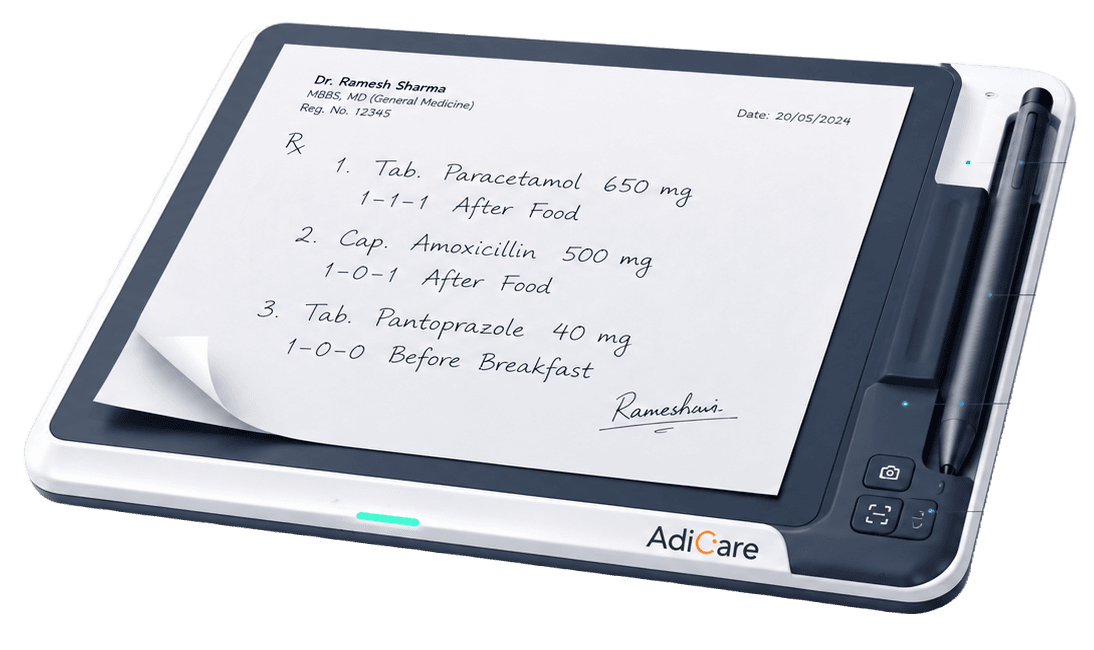 Adicare Rx-01 — the smart prescription pad with a handwritten prescription