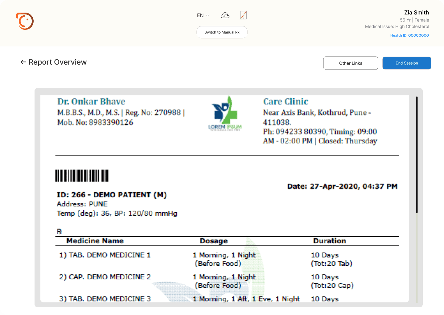 Adicare platform — Prescriptions
